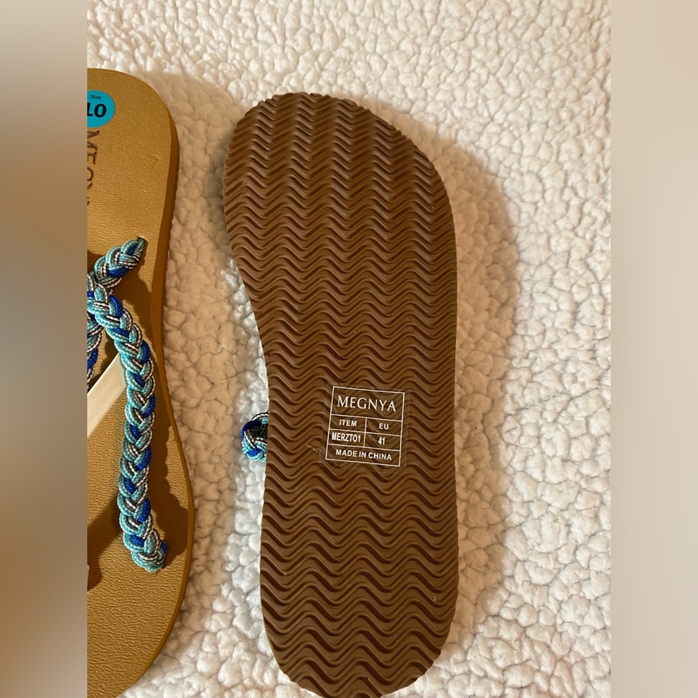MEGNYA Blue and White Braided Sandals NWOT - Picture 5 of 8